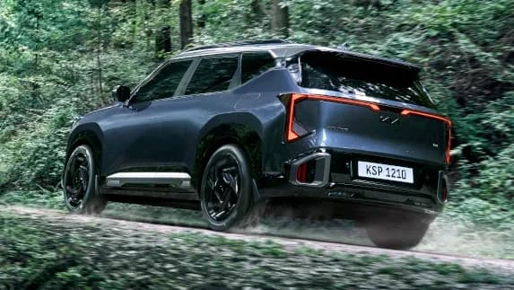 2027 Kia Seltos Hybrid rear three-quarter in production trim