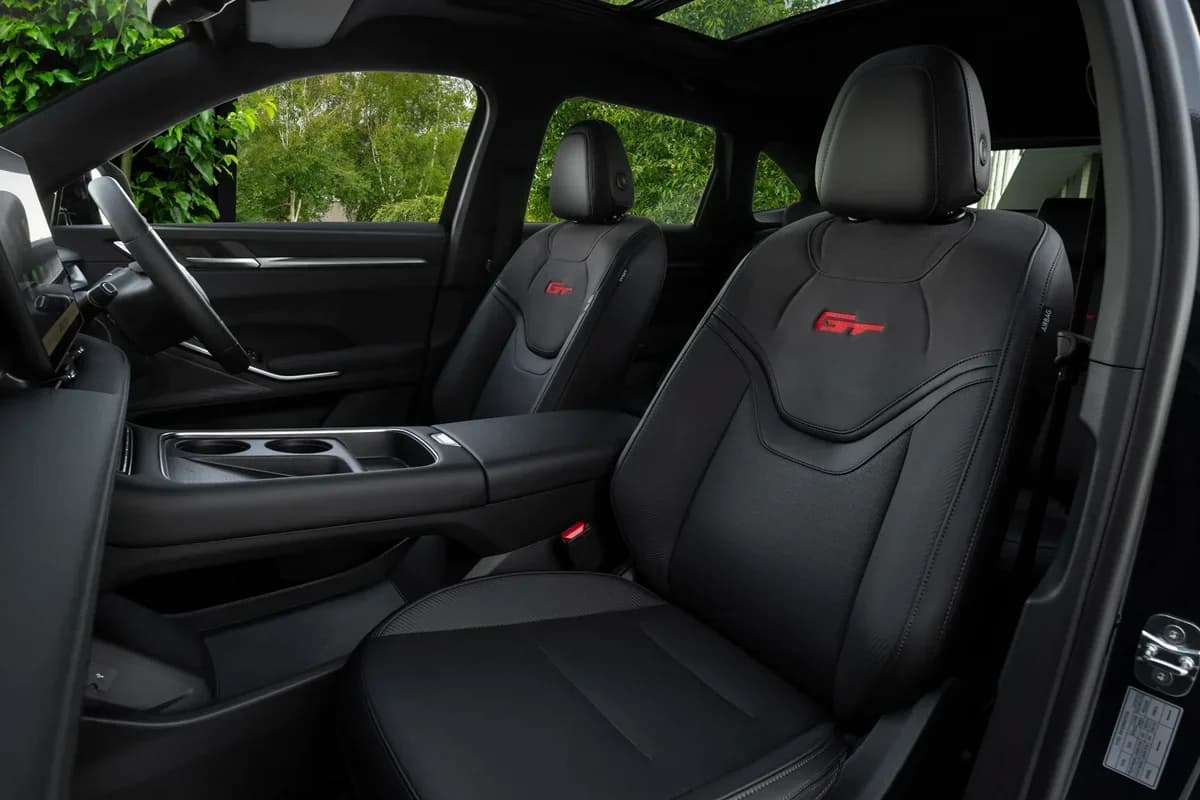 GT-embossed suede-appointed front seats in the 2026 GWM Haval H6GT Hi4 PHEV