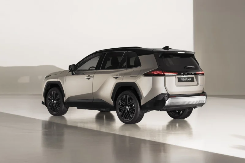 2026 Toyota RAV4 rear three-quarter showing tail-light signature