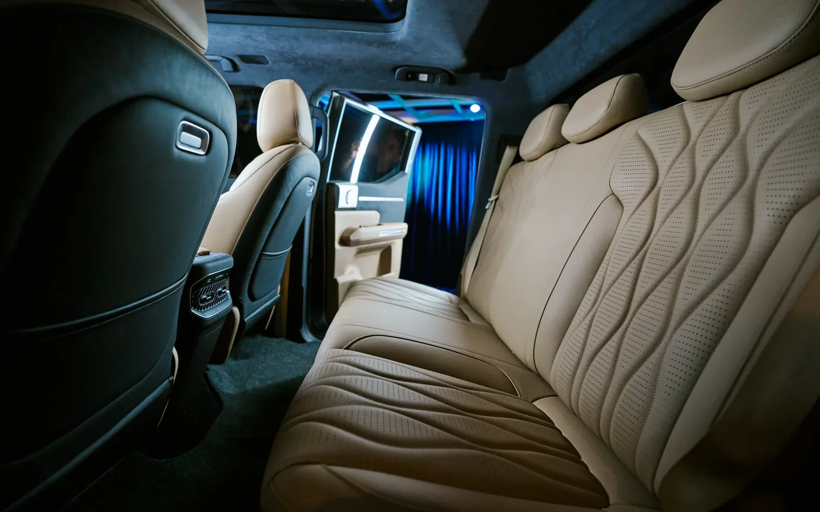 Chery KP31 rear bench seat in tan leather with reclined backrest