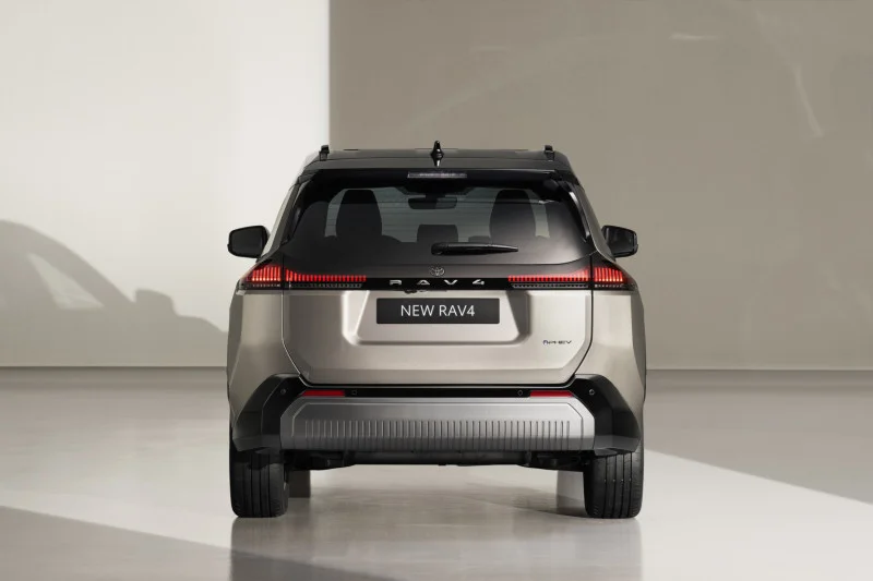 2026 Toyota RAV4 studio rear showing the full-width RAV4 wordmark light signature