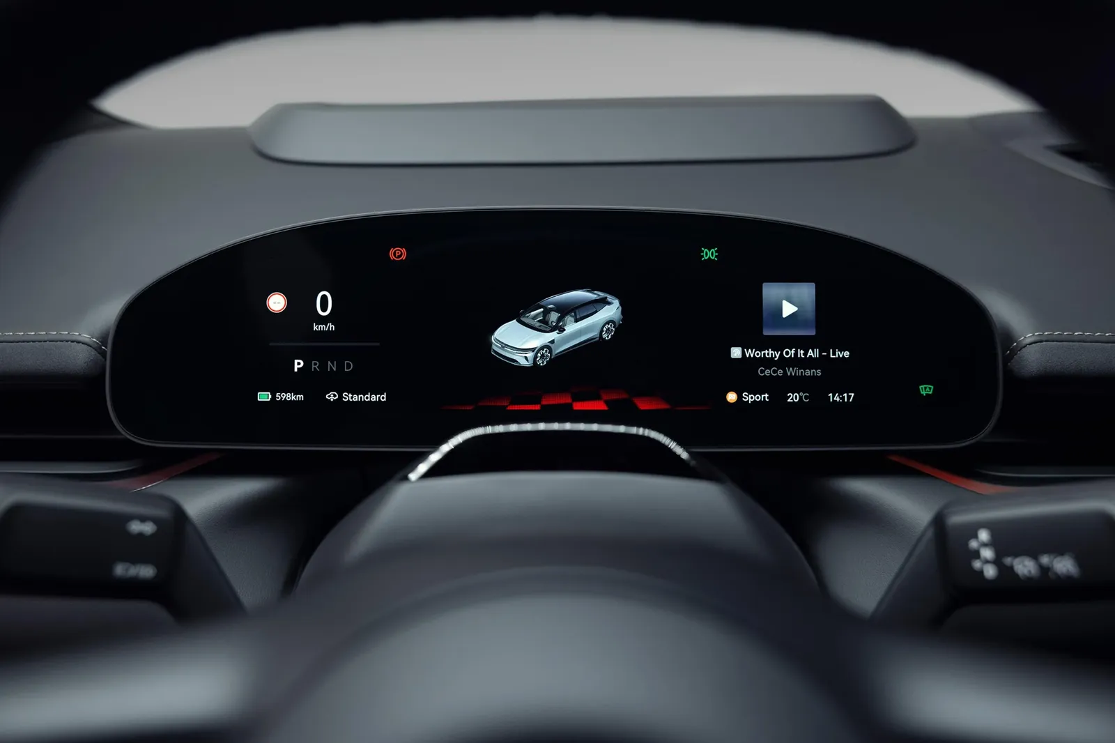 Zeekr 7GT 13-inch digital instrument cluster showing standby screen